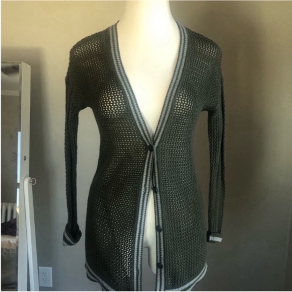 American Eagle Olive Green Knit Button Up Cardigan - Picture 3 of 9